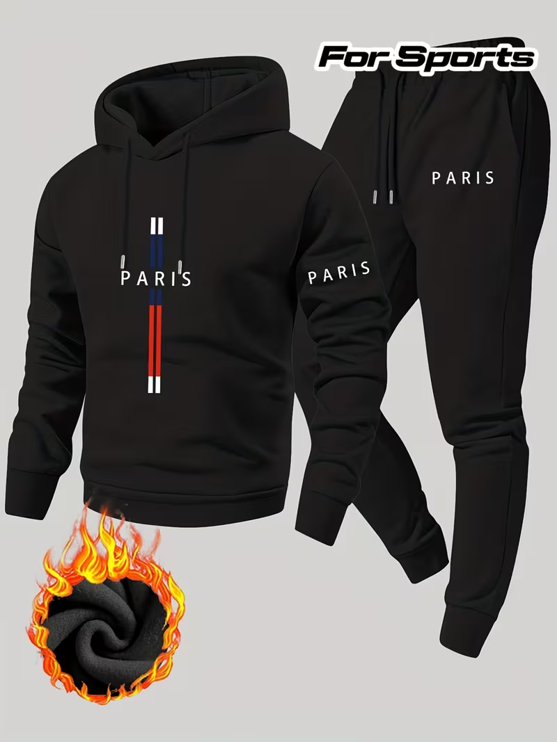 Outdoor Sports Outfit - Men's Urban Casual Two-Piece Set Hooded