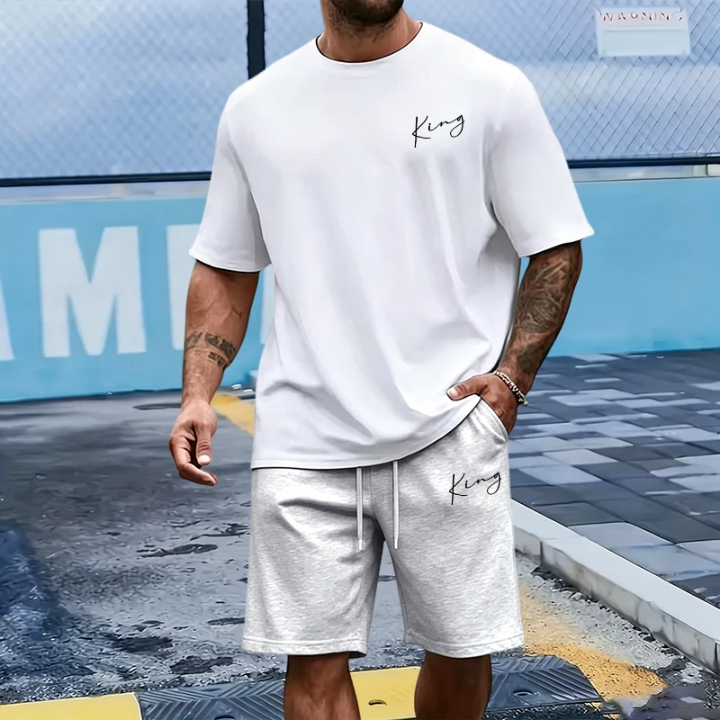 King Letter Men's Set Cotton T - Outdoor Sports Outfit review and price